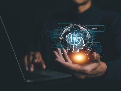 Chatbot Chat with AI, Artificial Intelligence. man using technology smart robot AI , Futuristic technology transformation , robot application, conversation assistant concept. AI, Robot application and global connecting