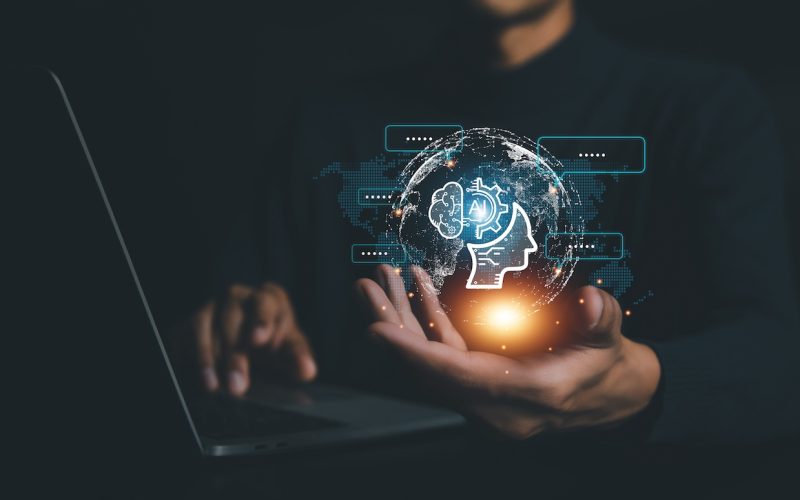 Chatbot Chat with AI, Artificial Intelligence. man using technology smart robot AI , Futuristic technology transformation , robot application, conversation assistant concept. AI, Robot application and global connecting